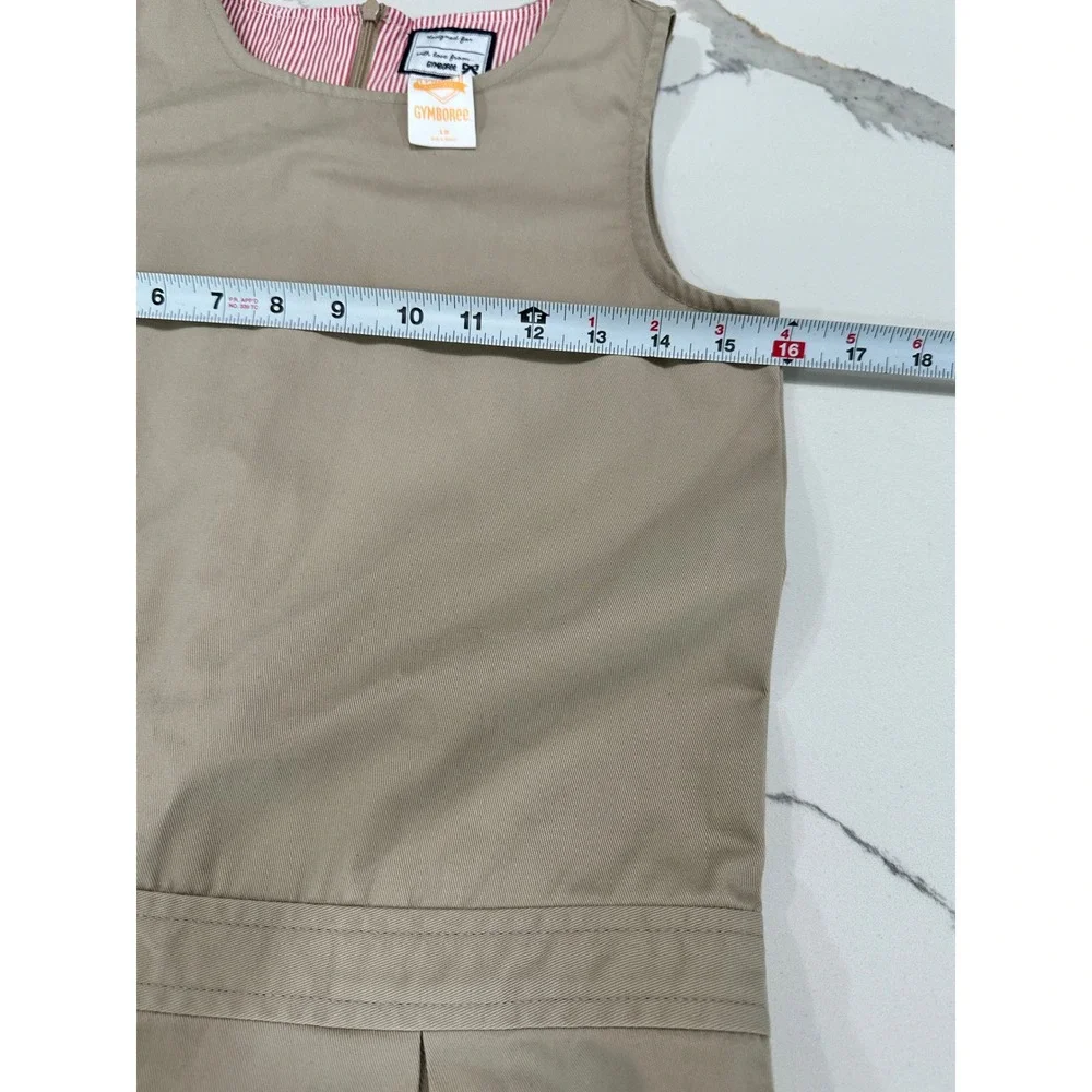 Gymboree Play Proof Uniform Khaki Pleated Jumper Dress Girls Size 12 Tan